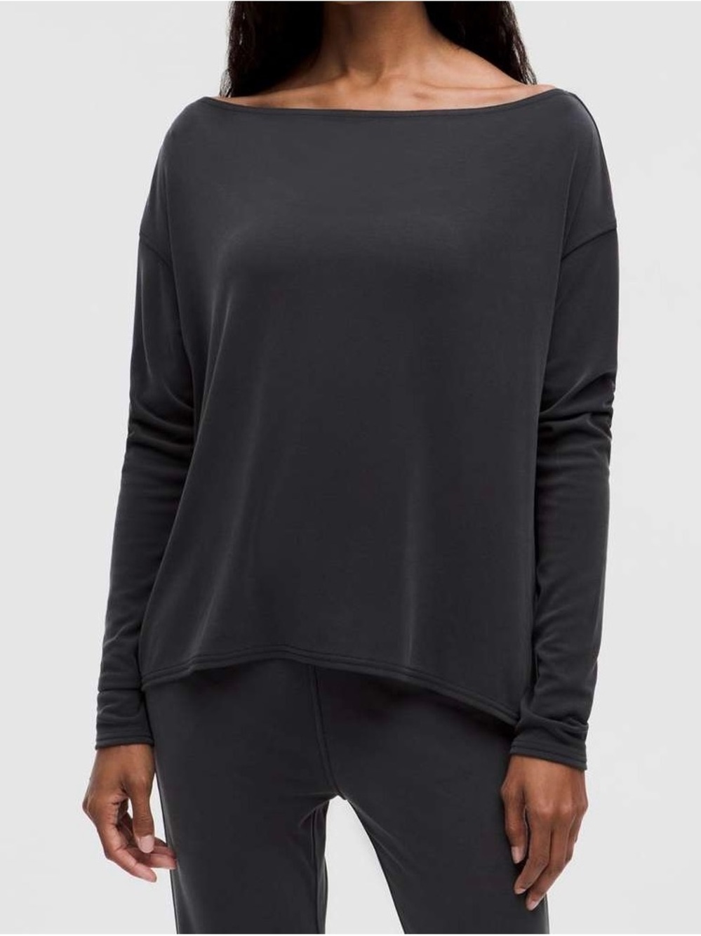 lululemon athletica Off-Shoulder Long Sleeve Top in Charcoal Gray